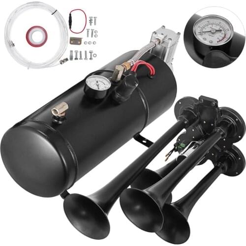 VEVOR 150DB 4 Trumpet Train Horn Kit Super Loud with 12V Air Compressor for Vehicle Truck Car SUV Boat Train Horn Hooter
