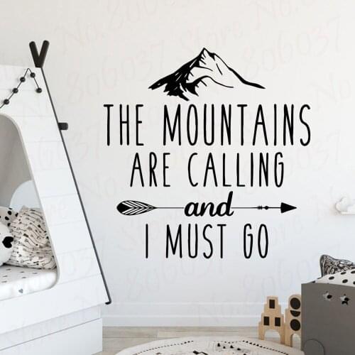I Must Go Vinyl Wall Stickers for Kids Rooms Woodland Nursery Rustic Decor Animals Bears Wall Decal Mountains Playroom WL1157