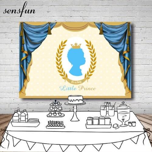 Sensfun Gender Reveal Photography Backdrop Royal Blue Curtain Polka Dots 1st Birthday Party Backgrounds For Photo Studio Vinyl