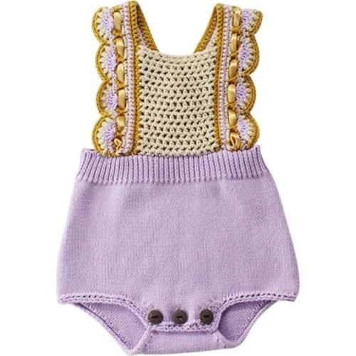 Knitted Baby Clothing Newborn Baby Girl Romper Cotton Handmade Baby Boys Girl Jumpsuit Overalls Baby Girl Romper