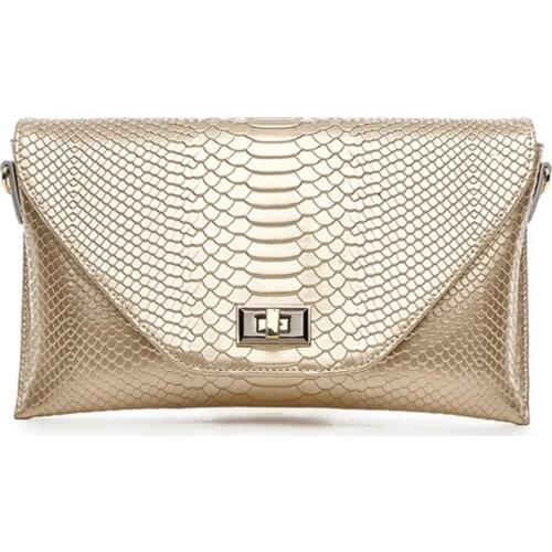 High-end luxury snake pattern day clutch bag European and American fashion Cowhide leather handbag female shoulder messenger bag