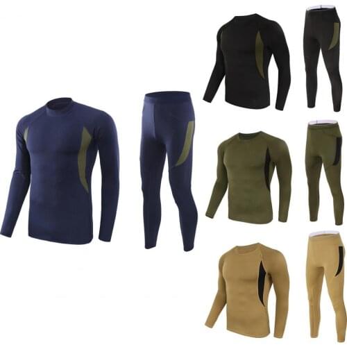 Unisex Winter Long Sleeve Blouse Top Pants Top Pullove Fitness Bodybuilding Outdoor Gym Pants Quick Drying Thermal Underwear Set