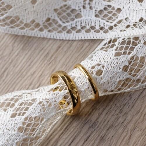 MODAGIRL High Polished Stainless Steel Gold Stack Rings Minimalist Engagement Couple Rings for Women Men Fashion Jewelry 2mm 4mm