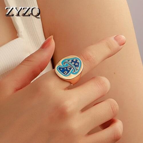 ZYZQ Creative Mushroom Shaped Womens Rings Red Funny Teen Accessories Cocktail Party Girl Stylish Jewelry Hot Sale