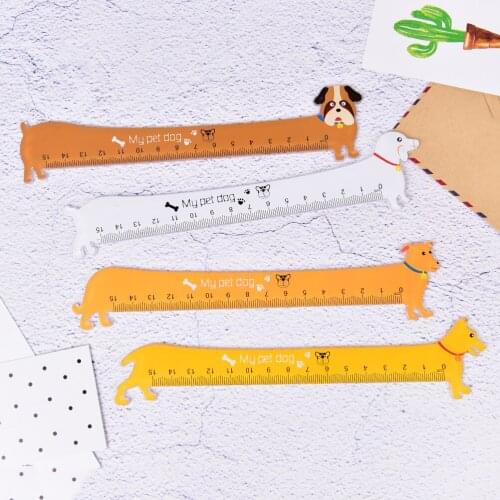 Kawaii Cute Lovely Puppy Dog Plastic Straight Ruler Study Student Stationery School Supply Promotion Gift Randomly 1pcs