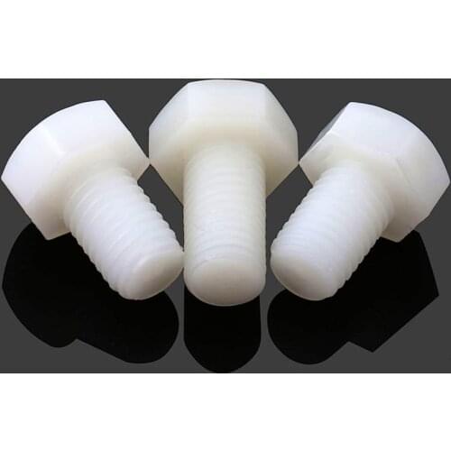 20Pcs DIN933 M6 M8 Full Nylon Outside Hex Screw ROHS Plastic Screw Nylon Insulated Hex Bolts
