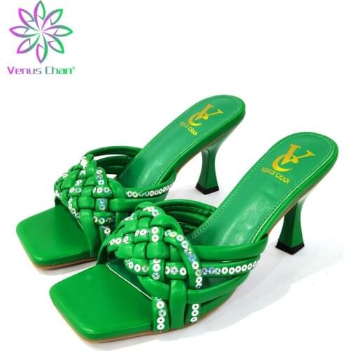 2021 Autumn Elegant Style Nigeiran Women Shoes in Green Color African Sweet Ladies Shoes with Appliques for Wedding Party