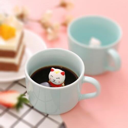 3D Coffee Mug Cartoon Animal Inside Ceramic Figurine Milk Tea Cup for Kids