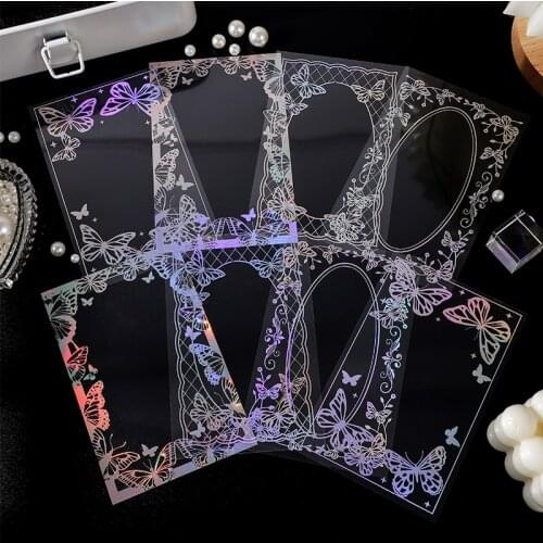 8 Pcs Transparent Stickers Scrapbooking Diary Journal Album Decal Collage Background Card Kawaii Stationery Sticker Art Supplies