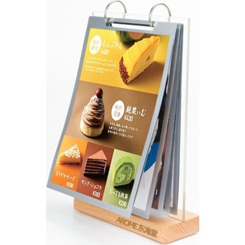 Acrylic Page-turning Table Display Holder Restaurant Milk Tea Shop Menu Double-sided Sign Frame