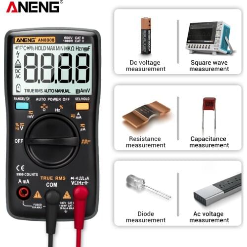 ANENG AN8008 9999 Counts Digital Multimeter Transistor True RMS Tester rm409b Auto Electrical Testers Voltage capacitor Meters