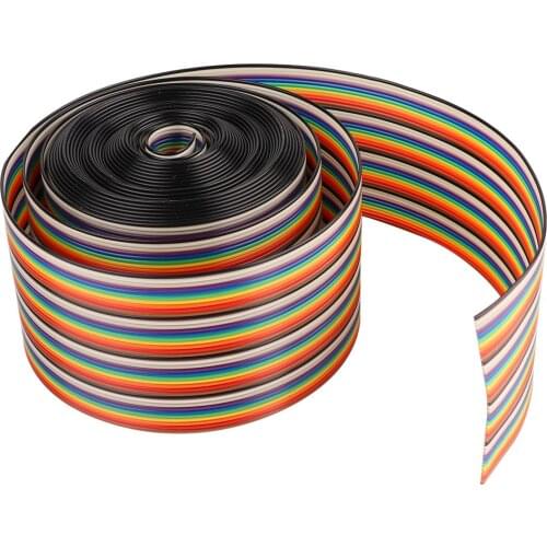 Colorful 1.27mm Spacing Pitch Cable 40P Flat Rainbow Ribbon Cable Wire Width 5.08cm (5 Meter)