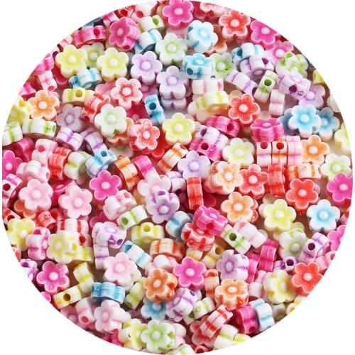Flower Acrylic Beads Loose Spacer Beads for Needlework Jewelry Making Handmade DIY Bracelet Accessories 8x8x5mm 100pcs/lot