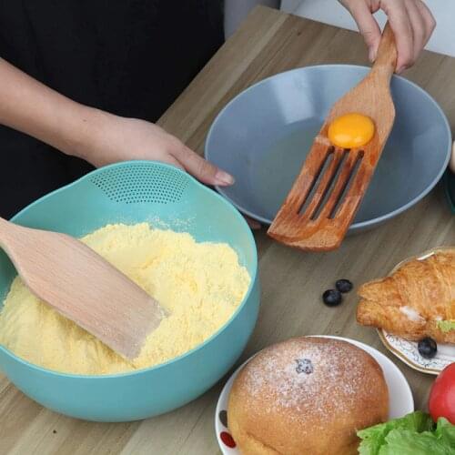 Wooden Spatula For Cooking Salad Mixing Nonstick Kitchen Serving Utensils Drain Spatulas Set Salad Blending Spatula & Tong Mix