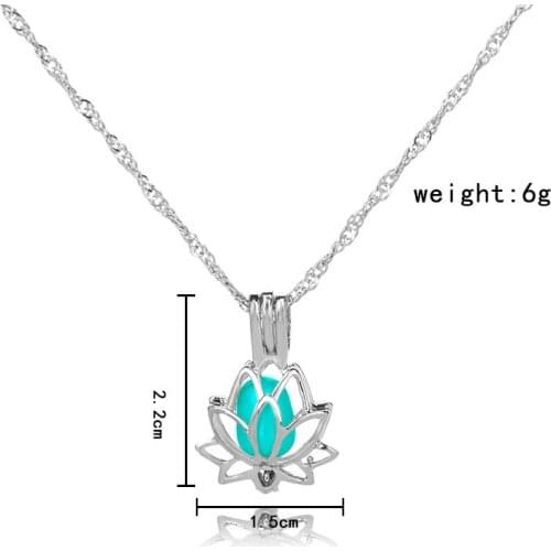 DoreenBeads Glowing In The Dark Necklace Lotus Flower Shaped Necklace Charm Chain Delicacy Necklace Luminous Party Jewelry