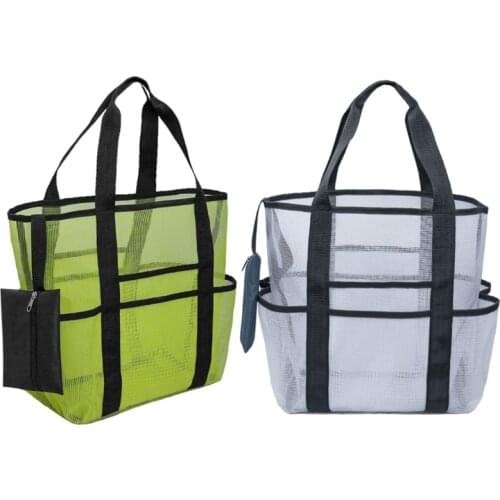Breathable Multiple Pockets Mesh Storage Bag Large Capacity Mesh Bag Beach Picnic Travel Bag Tote Storage Pouch Handbag