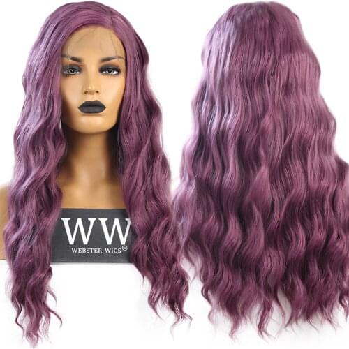 FANXITON Synthetic Lace Front Wigs for Women Purple Color High Temperature Fiber Hair Body Wave Lace Wig