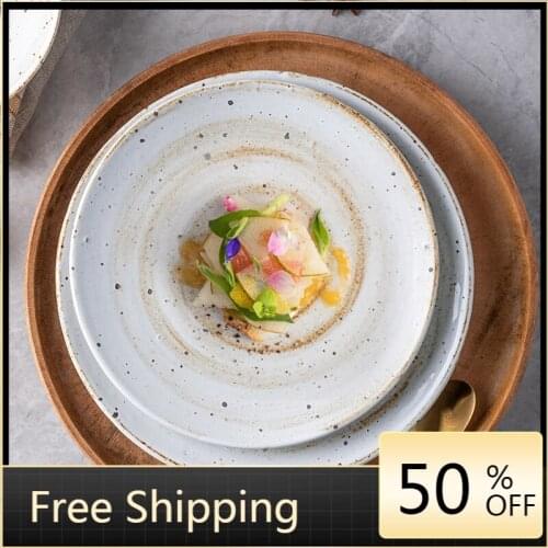 Porcelain Modern Dinner Plates Flat Nordic Ceramic Fruit Dishes Dessert Food Plate Salad Snack Breakfast Tray Prato Home HX50DP