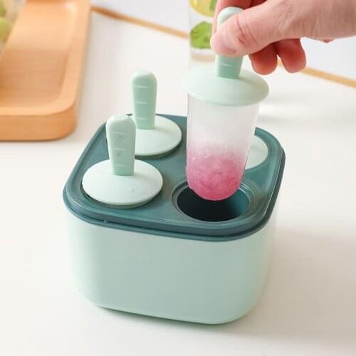 1pc Ice Cream Mold Popsicle Mould Box With Transparent Cover DIY Homemade Dessert Freezer Fruit Juice Ice Pop Maker Mould 2021