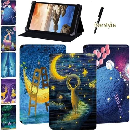 Leather Tablet Case for Lenovo Thinkpad Tablet 2/Tab 8/A7-30 A3300/Tab A8-50 A5500/A7-50 A3500/Yoga Tab 4 Plus - Painting Series