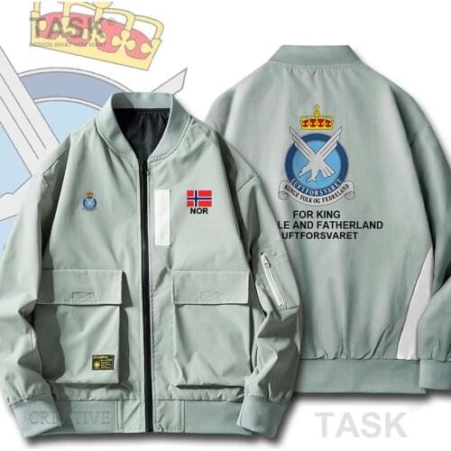 Military Army Jackets Air Force Norway Norge NOR Norwegian Nordmann Mens Bomber Zipper Jacket Flight Pilot Air Force Coats Male