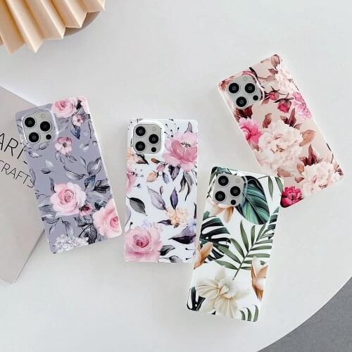 Square flower Clear Shockproof Phone Cases For iPhone 6 6S 7 8 Plus X XS XR XSMax 11 Pro Max 12 Mini 12 Pro Max Phone Cover