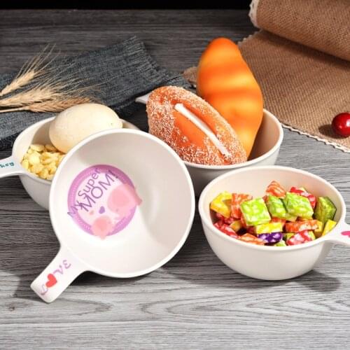 Natural Bamboo Fiber Bowls Cute Cartoon Baby Dishes Baby Feeding Tableware Children Infant Toddler Portable Environmental Plate