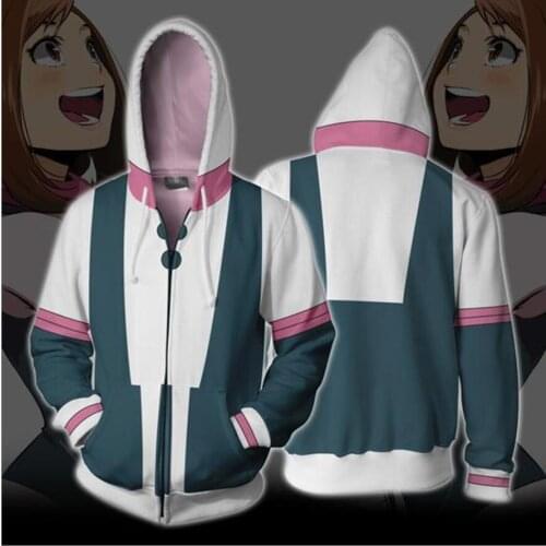 My Hero Academia large size S-5XL fashion OCHACO URARAKA loose Hooded Zipper coat Sweatshirts man Hoodies Pullover Sweatshirts