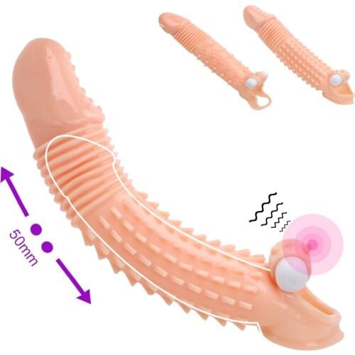 Soft Dick Sleeve Penis Enlargement Condoms Sex Toys For Men Extender Vibrating Delayed Ejaculation Reusable Adults Products