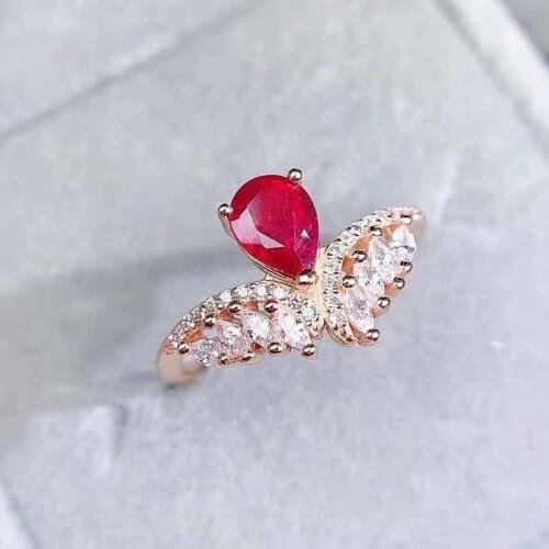 Fine Natural New Burning Ruby Ring Real 925 Sterling Silver Fashion Superflash Wedding Jewelry for Women MeiBaPJFS