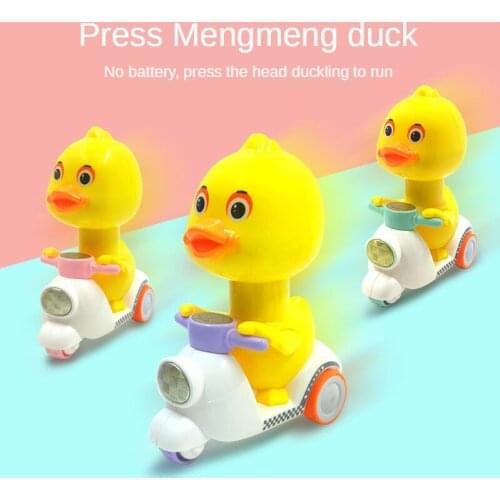 No not need battery press then return cart little yellow duck motorcycle inertia pressure cute duck press duck toy