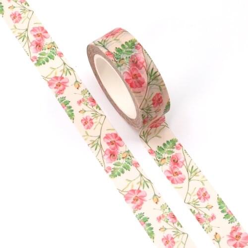NEW 10pcs/Lot Decorative Pink Daisy Flowers Leaves Washi Tapes Japanese Bullet Journal Adhesive Masking Tape Cute Stationery