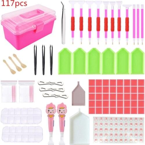 New 117PCS 5D DIY Diamond Painting Tools and Accessories Kits LED Light Pad Clay Tray Diamond Embroidery Tray Box sets