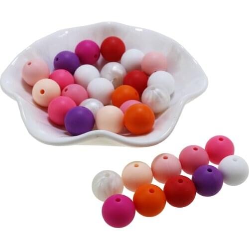 New DIY Fashion Wholesale Loose Round Bead 12mm Chewable Baby Bead Necklace Silicone Beads Teething For Baby Mommy 30 Color
