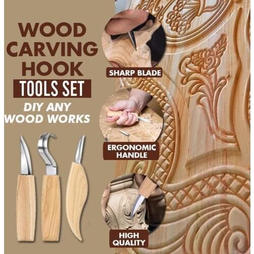 3/5Pcs Wood Carving Knife Chisel Woodworking Cutter Hand Tool Set High Strength Whittling Cutter Hooked Carpenter Tools Carving