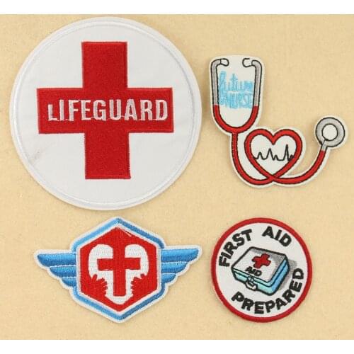 Image Realistic Love Stethoscope First Aid Box "lifeguard" Embroider Cloth Paste Doctor Nurse Work Clothes DIY Accessories Patch