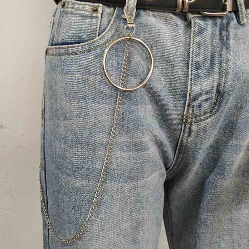 Punk Pants Belt Keychain Men Jewelry Jeans Keychains Biker Key Chains Big Ring Portachiavi Street Style Wallet Chain Belt