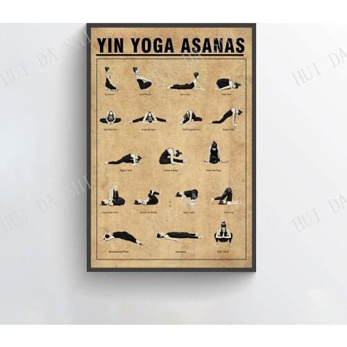 Yoga Poster - Yin Yoga Asanas Poster, Yoga Poses Wall Art, Yoga Guide Poster, Practice Yoga From Home, Yoga Sudio Decor