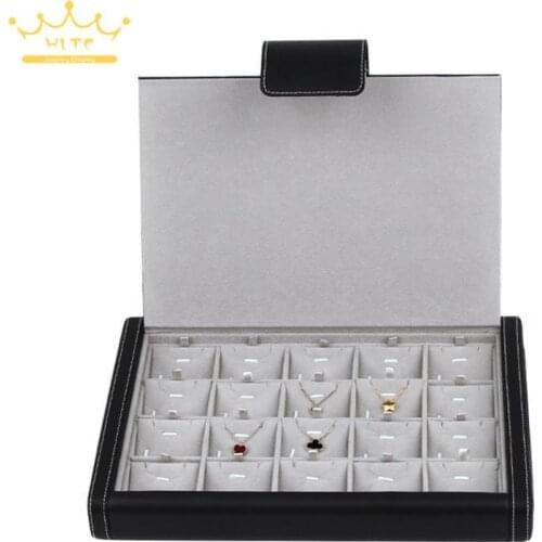 Simple Buckle Portable Leather Fashion 20 Jewelry Ring Storage Box Earrings Pendant Jewelry Collection Display Box
