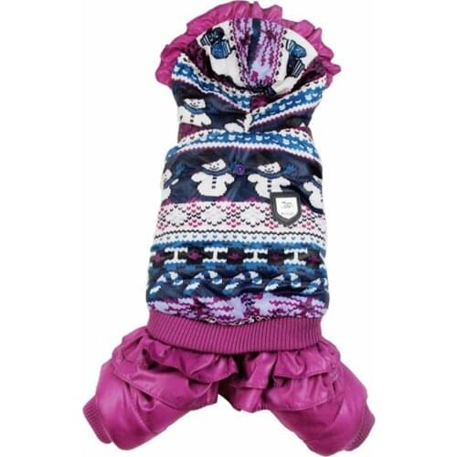 Purple Snowman bubble padded luxury fur Style Pet dogs Winter Coat Free Shiping By CPAM Dogs Clothing