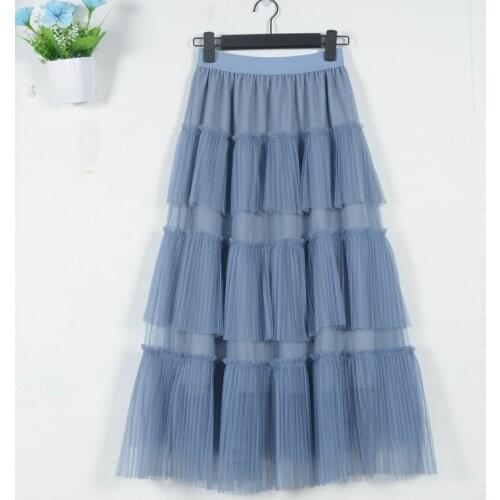 Mesh Cake Skirt 2019 New Womens Skirt Long Skirt Pleated Skirt Women