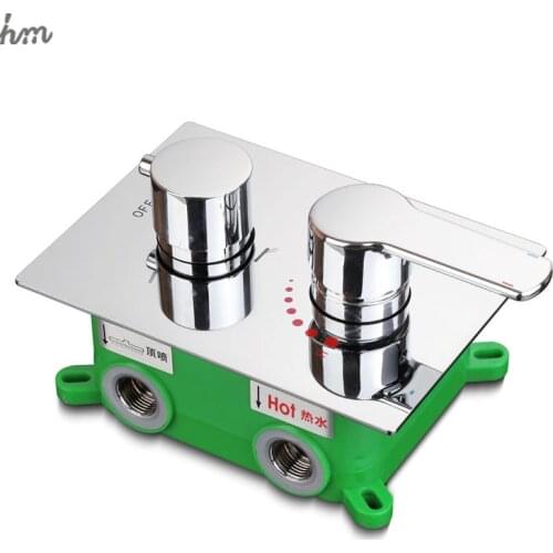 Hm Shower Faucet Mixing Valve 3 Ways Concealed Easy-mount Box 2 Handles Brass Concealed Valve Chrome Hot and Cold