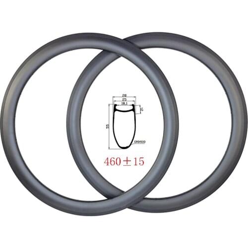 Light 460g 700C 55mmx25mm Clincher basalt brake carbon rim UD 3K 12K matte glossy 18H 20H 24H 28H 32H gravel road bicycle wheels