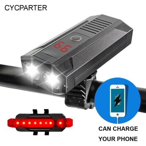 NEW Bicycle Light Waterproof Bike Light USB Rechargeable Outdoor MTB Bicycle Lamp With Power Bank Headlight Bike Accessories