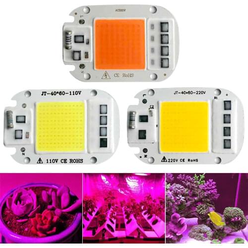 LED 50W COB Chip Bulbs AC110V 220V Integrated Smart IC Driver 3000K 3500K 5000K 6500K Cool Warm White Full Spectrum Light DIY