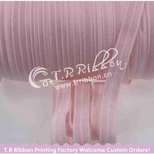 T.R RIBBON #117 Lt. Pink 5/8" FOE elastic, solid Fold Over Elastic FOE for Headbands 50yards and 100yards a lot