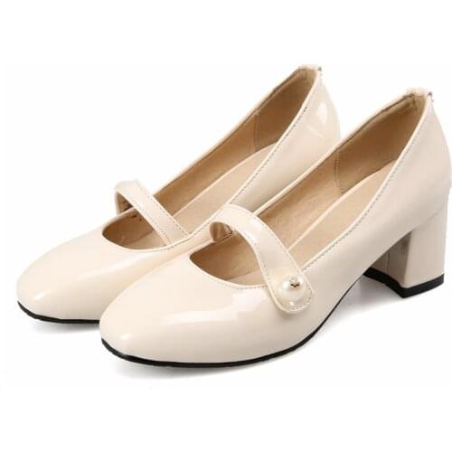 Oversized Round head pearl decorative single shoes ladies high heels women shoes woman pumps