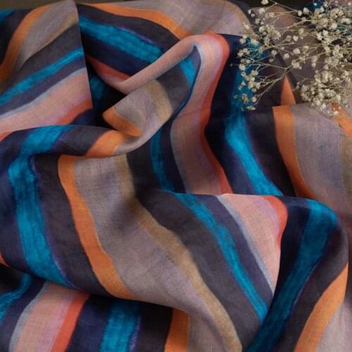 High grade ramie fabric Retro oil painting style tissu Summer brand robe dress cheongsam fabric for dress