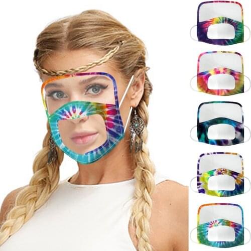 Print Protection Face Mask With Eye Shield Mask Breathable Fashion Cutton Mask With Clear Window Masks Halloween Cosplay