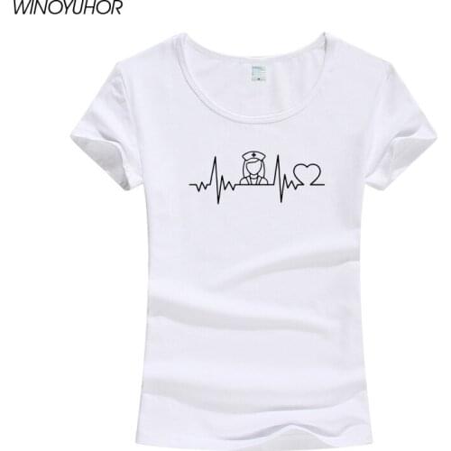 Nurse Heartbeat Print Women Tshirt Cotton Casual Funny T Shirt Gift For Lady Yong Girl Top Tee Fashion Short Sleeve T-Shirt